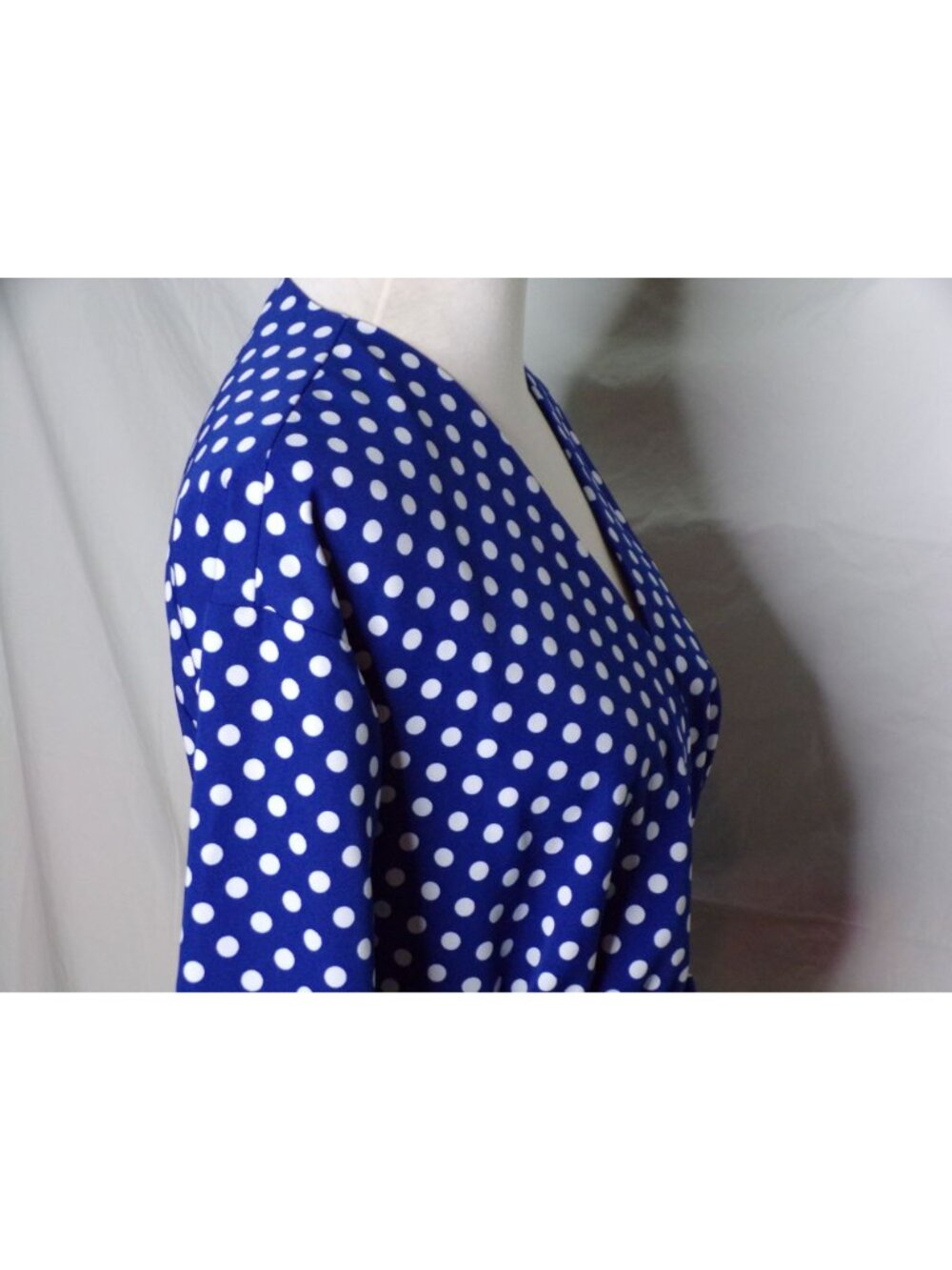 🆕1901 Polka Dot Wrap Long Sleeve Maxi Dress Blue Small (4-6) - Picture 9 of 12